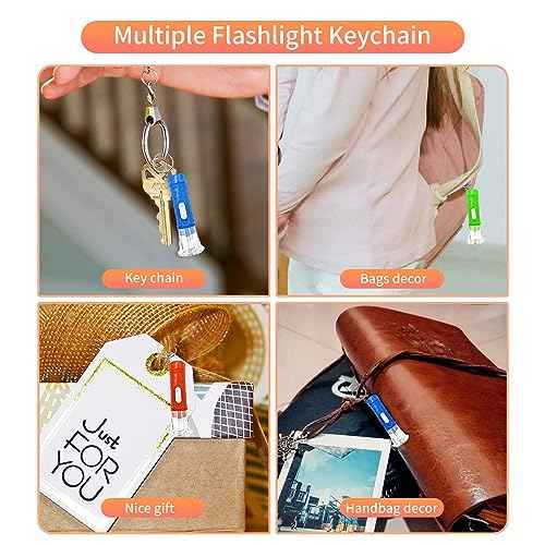 100 Pieces Mini Flashlight Keychain Bulk for decor, Assorted Colors Torch Keyring Flashlights LED Keychain Flashlights Small Keychain Light Hiking Camping Halloween Party Favors Goody Bag Stuffers
