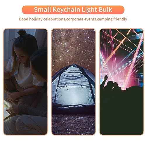 100 Pieces Mini Flashlight Keychain Bulk for decor, Assorted Colors Torch Keyring Flashlights LED Keychain Flashlights Small Keychain Light Hiking Camping Halloween Party Favors Goody Bag Stuffers