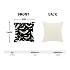 Halloween Pillow Covers 16x16 Inch Set of 2,Black and Cream Bats Throw Pillows Case,Halloween Outdoor Decorative Linen Farmhouse Decor Cushion Covers for Home Sofa Bed Couch