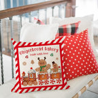 PANDICORN Christmas Pillow Covers 16x16 Set of 4 Gingerbread Man House Candy Cane Christmas Decorations Hot Cocoa Red Green Winter Holiday Decorative Throw Pillow Case for Home Couch Bedroom Decor