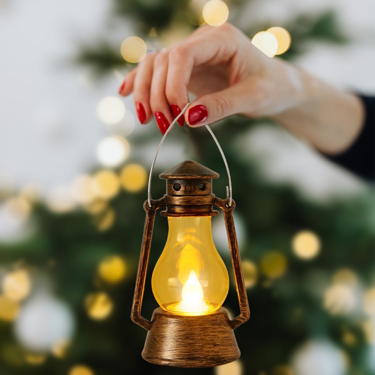 LJQizn 12Pcs LED Mini Vintage Lanterns Decor Indoor Decorative Outdoor Hanging Lantern Decorative Small Candle Lanterns Farmhouse Decor for Wedding Centerpiece,Halloween,Christmas,Farmhouse Decorative