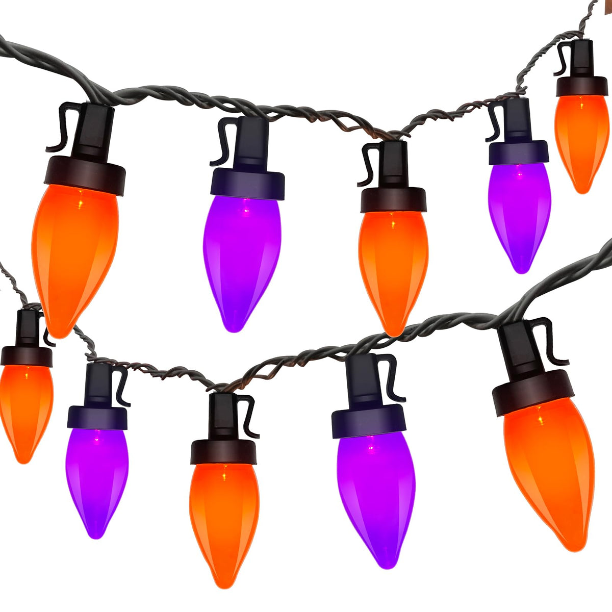 Xingzd 26FT Halloween String Lights Outdoor, 50 C7 LED Orange String Lights, Plug-in Halloween Patio Decorative Lights for Indoor Christmas Backary Porch House Holiday Party Decor
