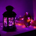 Joomer Orange Purple Battery Halloween Fairy Lights, 2 Pack 16.4FT 50LED 2 Modes Twinkle String Lights for Indoor Outdoor Halloween Decorations