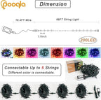 Pooqla Colorful Christmas Lights, 200 LED 66 ft Holiday String Lights for Indoor Outdoor Decoration, 8 Modes Fairy Lights for Home Yard Patio Wedding Party, Red Green Yellow Blue