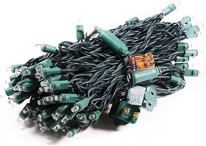 100 Counts Warm White LED Christmas Lights – 50ft 5mm White Christmas Lights Outdoor Commercial Grade Waterproof, Indoor Christmas Tree Decorations, Green Wire Mini String Lights, UL, IP:65
