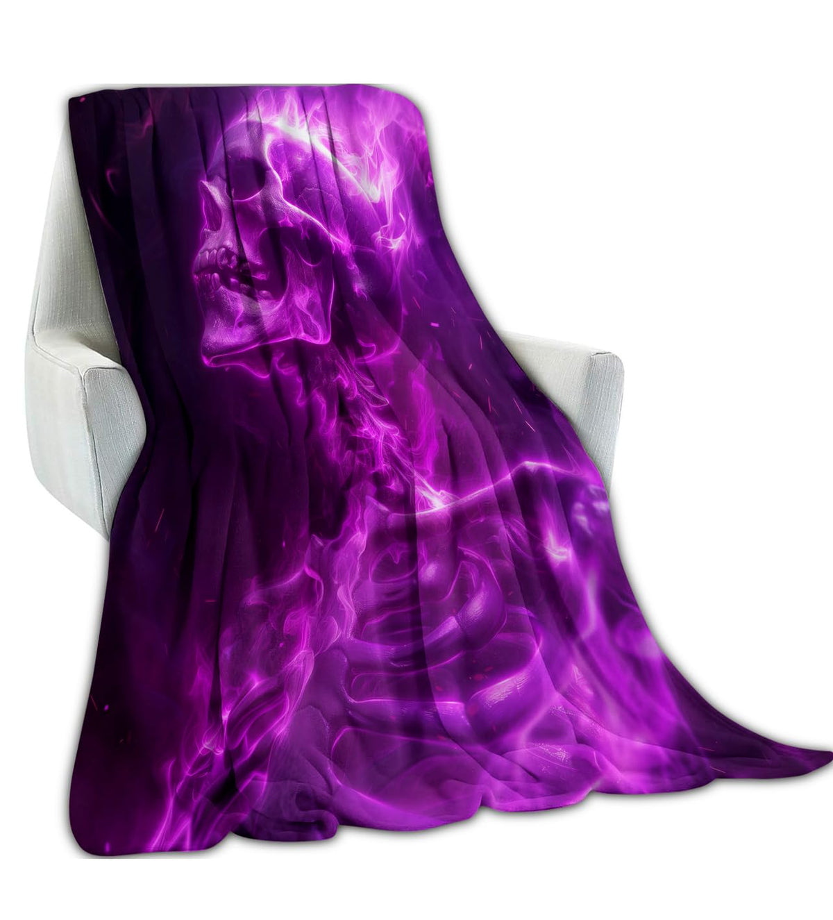 amepay Purple Skull Throw Blanket - Ultra-Soft Plush, Comfy, Lightweight, Warm & Fuzzy Flannel, Anti-Pilling, Ideal for Halloween,Sofa, Bed, Travel - Home Decor for Men & Boys 60×50inch