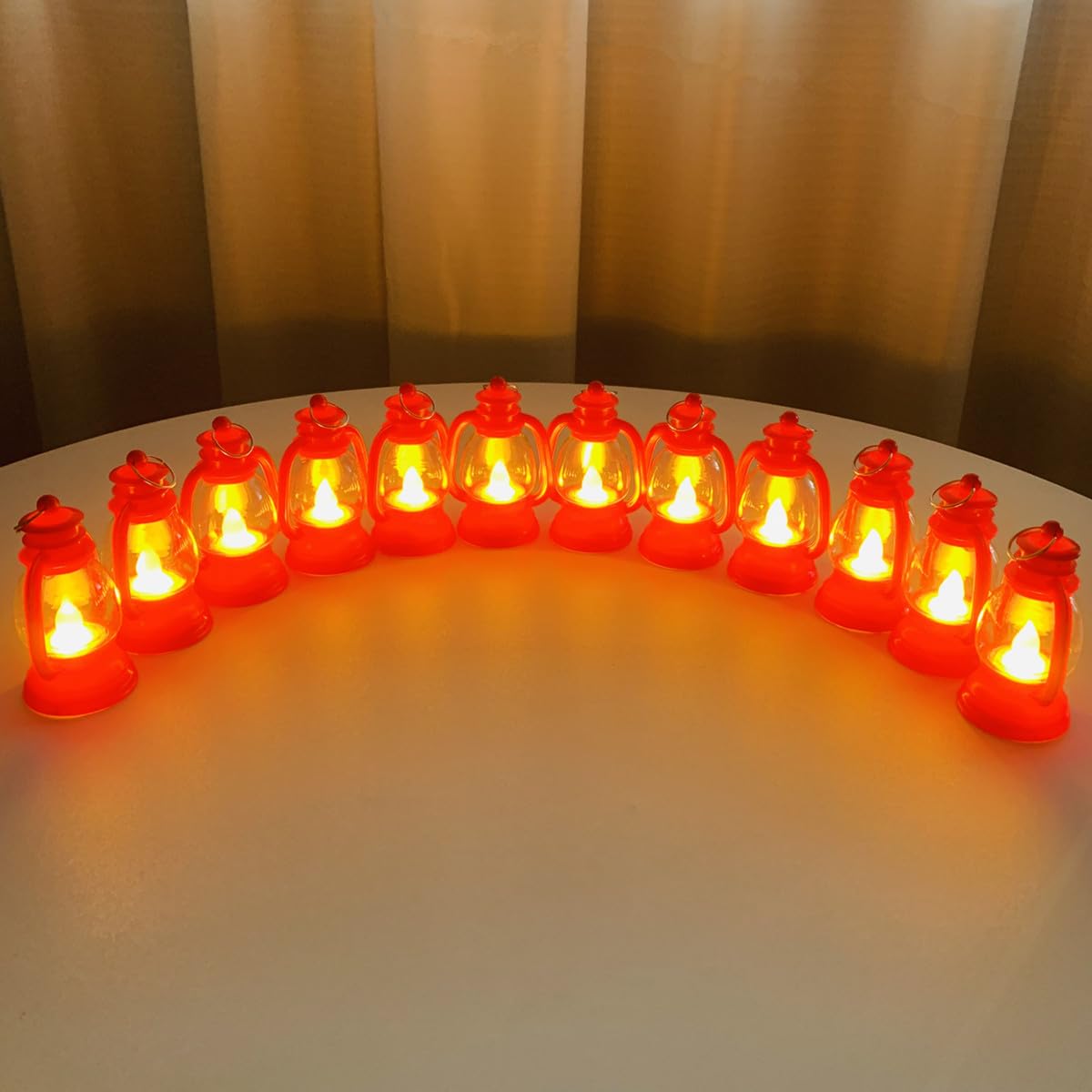 WANGMINGTU 12 Pack Mini Lantern with 4" Flickering LED Candle, Vintage Lanterns Ornaments Table Centerpiece Halloween Western Party Christmas Tree Decorations…