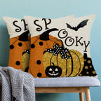 Halloween Pillow Covers 18 x 18 Inch Set of 2 Polka Dot Pumpkin Spooky Bat Throw Pillows Outdoor Decorative Fall Halloween Horror Pillowcases Linen Cushion Cases for Farmhouse Home Bed Sofa Couch