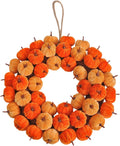 Thanksgiving Pumpkin Wreath Artificial Fall Harvest Wreath Autumn Hanging Garland for Thanksgiving Festival Holiday Window Party Decor