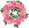 WELL KNOWN Silk Peony Wreaths for Front Door, Artificial Flower Wreath for Seasonal Decor, Indoor Wall Window for Home Decor, Shops Farmhouse Wedding Party Thanksgiving Christmas (Pink)