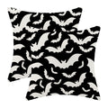 Halloween Pillow Covers 16x16 Inch Set of 2,Black and Cream Bats Throw Pillows Case,Halloween Outdoor Decorative Linen Farmhouse Decor Cushion Covers for Home Sofa Bed Couch