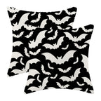Halloween Pillow Covers 16x16 Inch Set of 2,Black and Cream Bats Throw Pillows Case,Halloween Outdoor Decorative Linen Farmhouse Decor Cushion Covers for Home Sofa Bed Couch