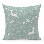 Jiaopenyou Throw Pillow Cover 20x20 Inch,Happy Christmas Tree Antlers Winter Snowflakes Throw Pillow Case,Home Decor Cushion Covers for Sofa Living Room Couch Bed