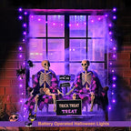 JMEXSUSS Purple Halloween Lights, 33ft with 8 Modes Remote, 100 LED Globe String Lights Outdoor Battery Operated for Halloween Bedroom Party Christmas Decor