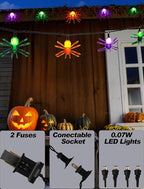 Halloween Spider Lights, 12ft 20 LED Plug in Glitter Spider String Lights, UL Certified, for Indoor Outdoor Halloween Decorations, Party, Porch, Yard