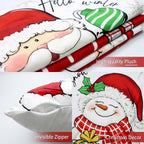 RidaaFri Christmas Pillow Covers 18x18 Inch Set of 4 Merry Christmas Red Throw Pillow Cases Winter Holiday Cushion Case Snowman Santa Claus Xmas Decorations for Home