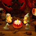 SOMITO 2025 Ghost Campfire Nightlight, Spooky Ghost Halloween Decorations Indoor, Cute Halloween Ghost Figurine, Funny Halloween Decor for Home Mantel Tabletop Party (with Cat and Dog)