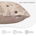 HDVUHKI Christmas Throw Pillow Covers 18x18 inch Set of 4, Beige Xmas Tree Holiday Winter Living Room Soft Fluffy Plush Faux Fur Wool Decorations for Sofa Couch Bed