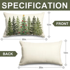 Christmas Rectangle Pillow Cover Watercolor Xmas Pine Tree Throw Pillow Case 12 x 20 Inch Cushion Cover for Winter Party Home Farmhouse Couch Sofa Car