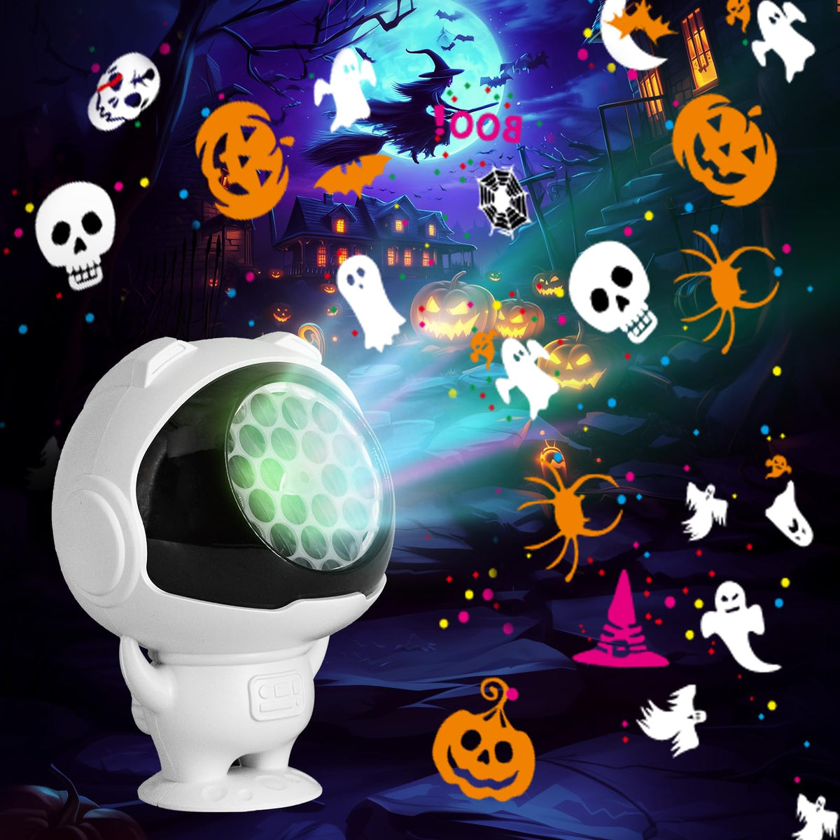 Halloween Projector Lights Outdoor/Indoor, Led Lights Projector for Halloween Decorations, Holiday Projector for Halloween Party,Newly Upgraded Halloween Indoor for Home，Halloween Gift