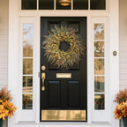 26" Fall Wreath for Front Door - Large Artificial Eucalyptus and Fake Ferns Leaves Outdoor Wreath for Porch, Window,Farmhouse,Home,Thanksgiving Day Harvest Festival Autumn Decor