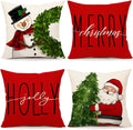 PSDWETS Christmas Pillow Covers 18x18 Inch Set of 4 Christmas Decorations Santa Claus Snowman Pillows Winter Holiday Throw Cushion Case for Couch Sofa