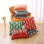 TRENDIN Christmas Pillow Cover 12x20 inches Believe in the Magic of Christmas Linen Rectangle Throw Pillow Cover for Sofa Couch Red PL953TR