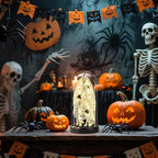 Halloween Decorations-Light-Up Skull with Spider Halloween Decor Indoor Cute Skull Tabletop Decor for Party Home Kitchen and Fireplace, 8.46"x4.2" Flickering LED Terror