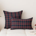 Huierxun Christmas Pillow Covers 18x18 Set of 2, Christmas Decorations Scottish Tartan Plaid Throw Pillow Cases Farmhouse Decorative Square Cushion Case for Sofa Couch Home Decor (Plaid H,18''x18'')