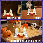 SOMITO 2025 Ghost Campfire Nightlight, Spooky Ghost Halloween Decorations Indoor, Cute Halloween Ghost Figurine, Funny Halloween Decor for Home Mantel Tabletop Party (with Cat and Dog)