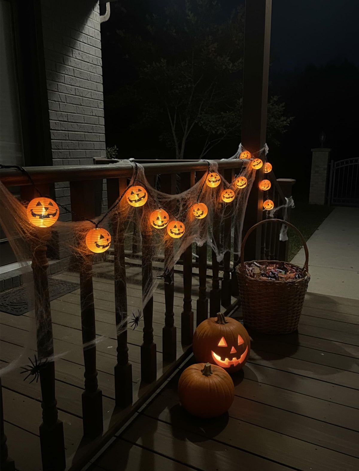 Halloween Outdoor Pumpkin String Lights, 8.5FT 10 Jack-o’-Lantern Lanterns with LED Bulbs, Connectable Waterproof Halloween Lights for Yard Patio Porch Garden, UL Listed Energy-Saving Fall Decor