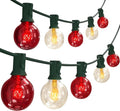 SUNSGNE G40 Red and White Christmas Lights, 25FT Christmas Globe Lights with 25 Clear Red and White Round Bulbs for Outdoor Indoor Xmas Pergola Gazebo Patio Yard Decorations