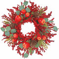 22 inch Christmas Wreath for Front Door - Apple and Berry Wreath for, Artificial Holiday Door Decoration with Mixed Leaves, Farmhouse Style Christmas Wreath