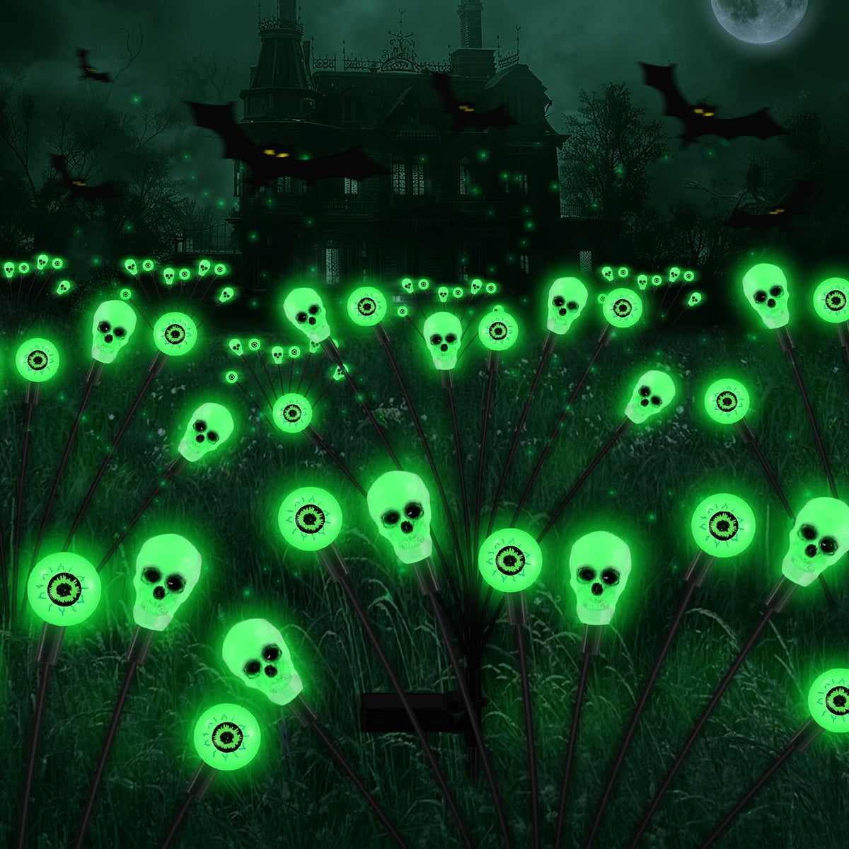 vignuto Halloween Decorations Outdoor, Scary Eyeball Lights,4PACKS 32LED,IP65 Waterproof,Halloween Decor for Garden/Yard/Patio/Lawn/Pathway(Green)