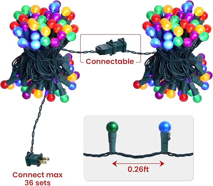 Christmas Lights Outdoor 19Ft 70 LED Chritmas Globe String Lights with Pearlized Glass Bulb UL Certified Christmas Tree Lights for Tree Decor
