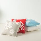 AFIRMLY 18x18,Cotton Christmas Blessing Throw Pillow Cover for Bed Sofa Cushion Car Snowflake Embroideried Pillowcases,1pair Blue