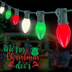 25Ft C9 LED Christmas Lights Outdoor Indoor, Multicolor Red Green White Vintage String Lights, Connectable Holiday Decor for Xmas Tree Wedding Party Patio Porch Yard