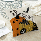 Halloween Pillow Covers 18 x 18 Inch Set of 2 Polka Dot Pumpkin Spooky Bat Throw Pillows Outdoor Decorative Fall Halloween Horror Pillowcases Linen Cushion Cases for Farmhouse Home Bed Sofa Couch