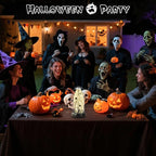 Halloween Decorations-Light-Up Skull with Spider Halloween Decor Indoor Cute Skull Tabletop Decor for Party Home Kitchen and Fireplace, 8.46"x4.2" Flickering LED Terror