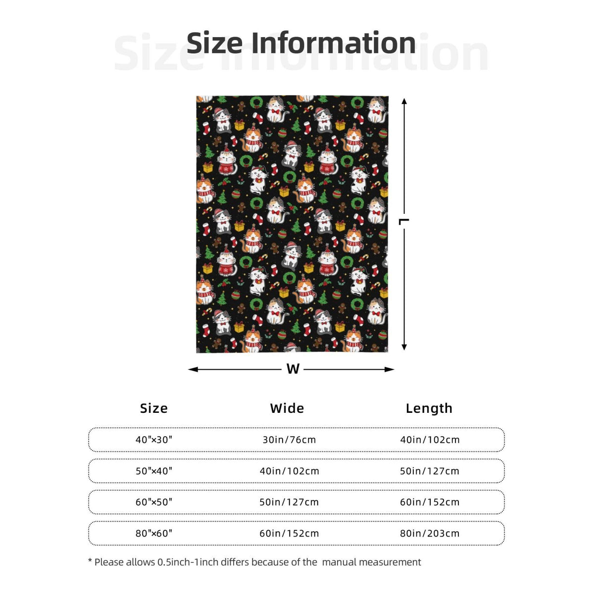 Christmas Cats Throw Blanket - 50"x40" Soft Flannel Fleece Blankets for Couch Sofa Bed, Warm Cozy Lightweight Travel Blanket, for Women Men Kids Cat Lovers