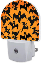 Spooky Halloween Ghosts Night Light, Black Orange Ghosts Dusk to Dawn Night Light Plug in,0.5w Energy Saving Sleep Friendly NightLight for Kids Boys Girls Home Decor