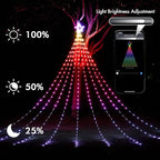 Outdoor Christmas Decorations, 16.4FT RGB Color Changing Christmas Hanging Waterfall String Lights with Star, APP Remote Control, DIY Multi-Color Lightshow, Music Sync, Xmas New Year Decor