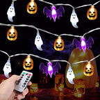 Halloween Fairy Lights,Waterproof Pumpkin Bat Ghost Battery Powered Lights, 16ft 30LEDs with Remote Control, String Light for Windows, Indoor Outdoor Decorations, Halloween Party Decorations