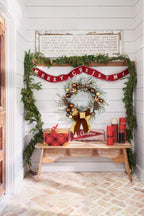 24" Christmas Wreath for Front Door Artificial Unlit Winter Wreath with Pine Cones, Berry Clusters, Bronze Ball Ornaments and Ribbon for Thanksgiving Holiday Christmas Decoration