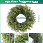 26 inch Norfolk Pine Wreath, Realistic Christmas Wreath for Front Door,Artificial Real Touch Green Wreath Greenery for Door Wall Windows Mantle Outdoor Christmas Decoration