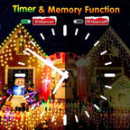131FT Christmas Lights Outdoor 1440 LED Christmas Decorations Waterproof Plug in with 8 Modes & Timer Christmas Lights for Roof Party Garden Holiday Decor（Warm White）