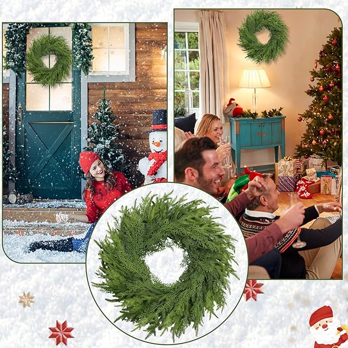 26 Inch Christmas Wreath, Christmas Wreaths for Front Door, Artificial Pine Wreath for Table Wall Window Indoor Outdoor Christmas Decoration