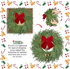 22 inch Norfolk Pine Wreath with Bow and Bell,Christmas Wreaths for Front Door,Artificial Real Touch Wreath for Door Wall Windows Mantle Outdoor Christmas Decoration