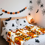 Jansun Halloween Blanket 50 x 60 in Orange Soft Couch Halloween Throw Blanket Living Room Throw for Women Men, Especially for Decor