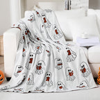 SmoothNovelty Easter Day Halloween Ghost Reading Book Blanket 50 x 60 Inches Soft Knit Throw with Ghosts Reading Book Pattern Halloween Easter Decoration Gift for Living Room Couch Sofa Bed